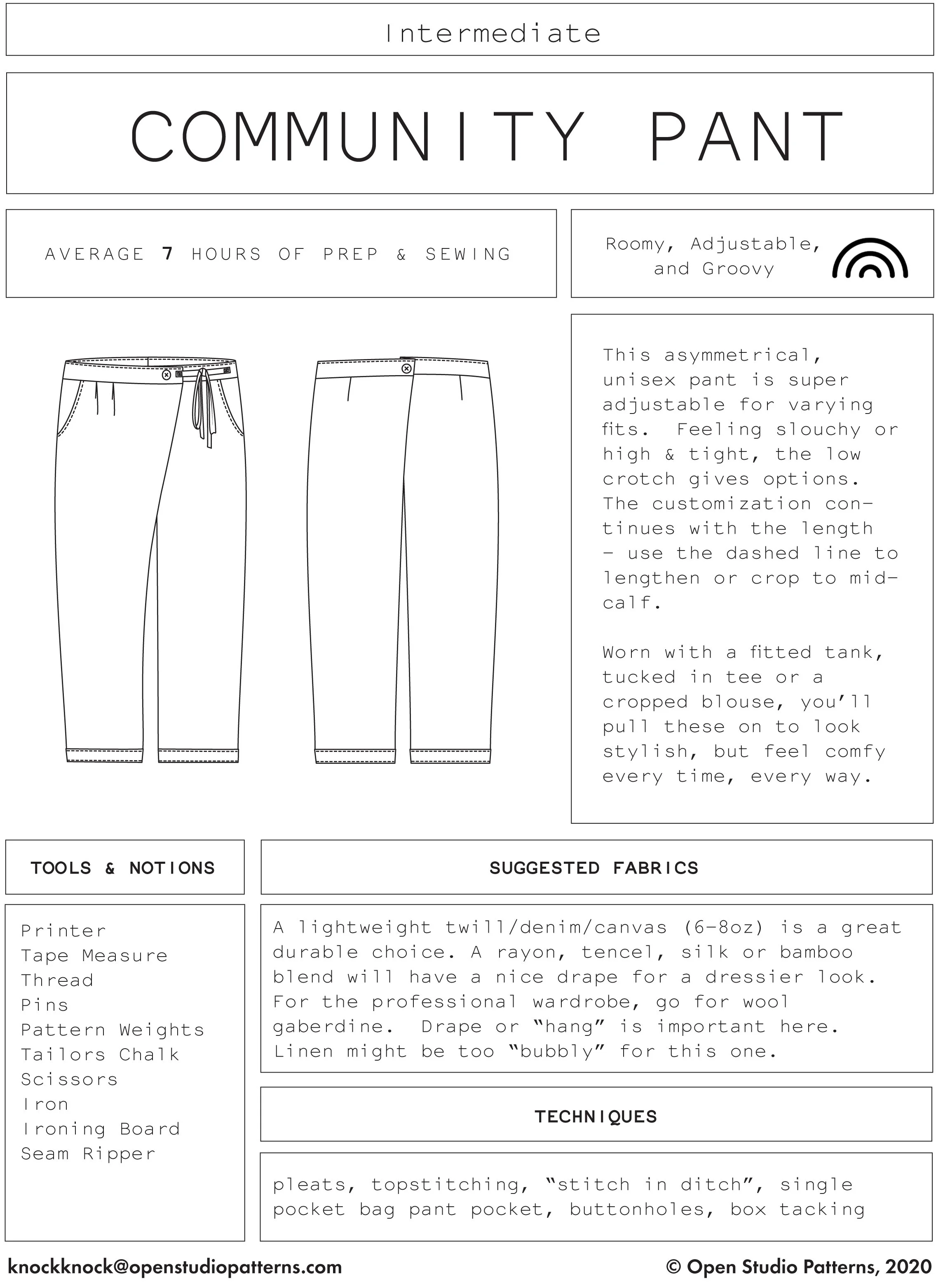 Community Pant — Open Studio Patterns